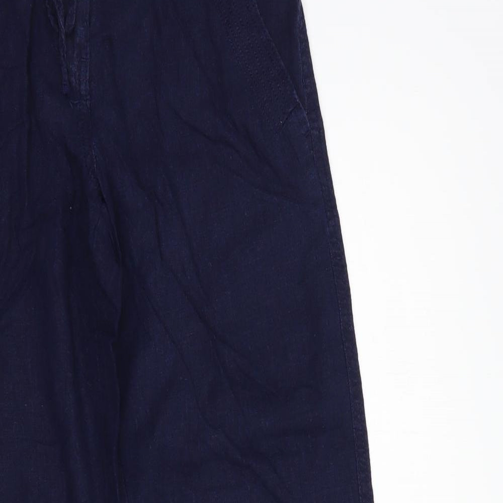 NEXT Womens Blue  Linen Trousers  Size 6 L28 in Regular Drawstring