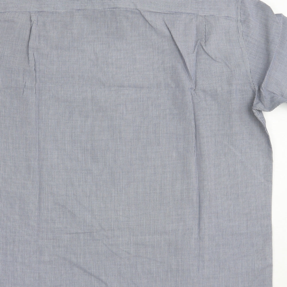 Marks and Spencer Mens Blue Check Polyester  Dress Shirt Size M Collared Button