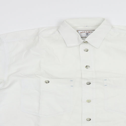 Accanto Mens White  Cotton  Button-Up Size S Collared Button
