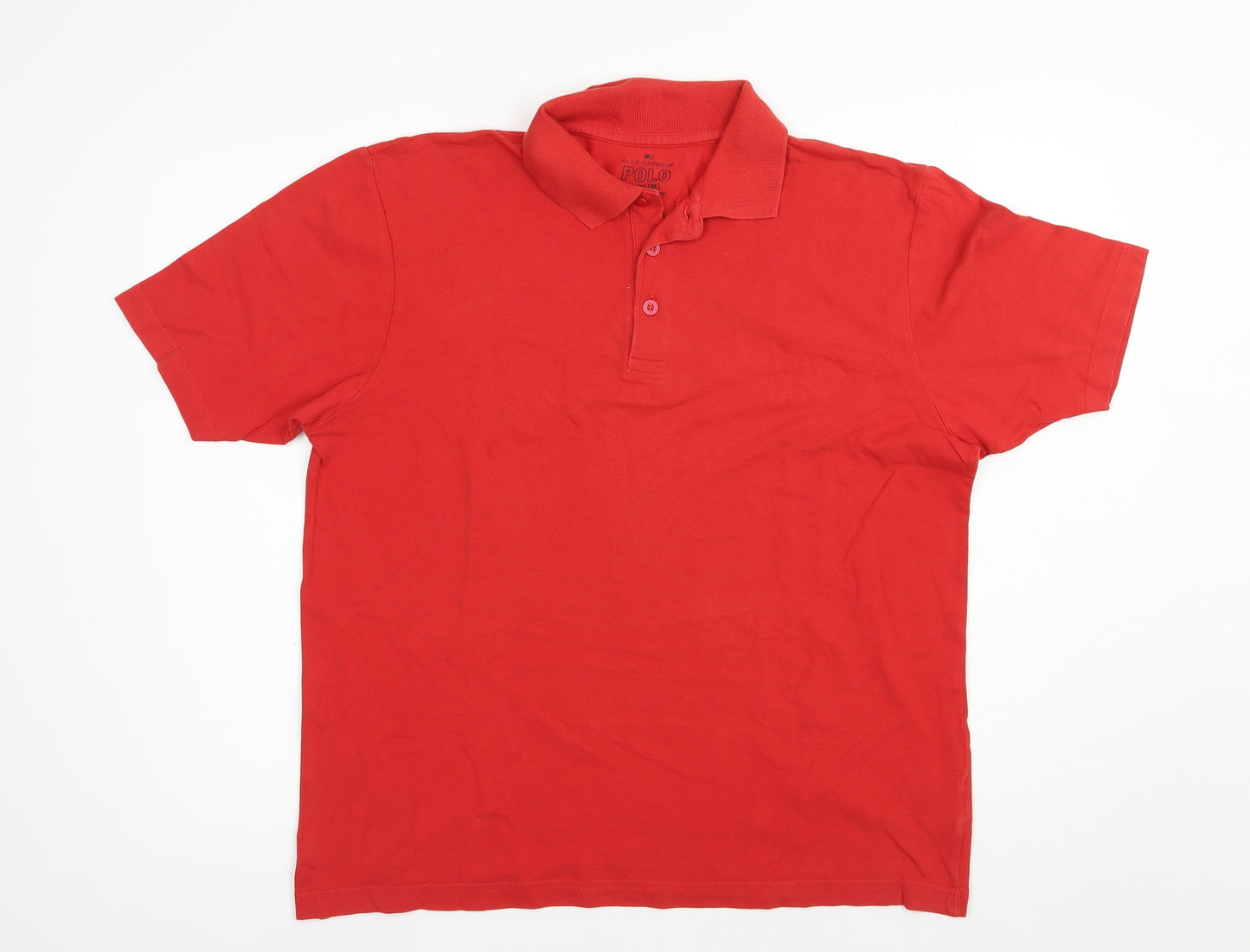 Blue Harbour Mens Red  Cotton  Polo Size M Collared Button