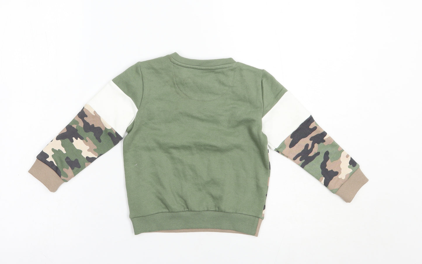 F&F Baby Green Camouflage Cotton Pullover Jumper Size 18-24 Months  Snap