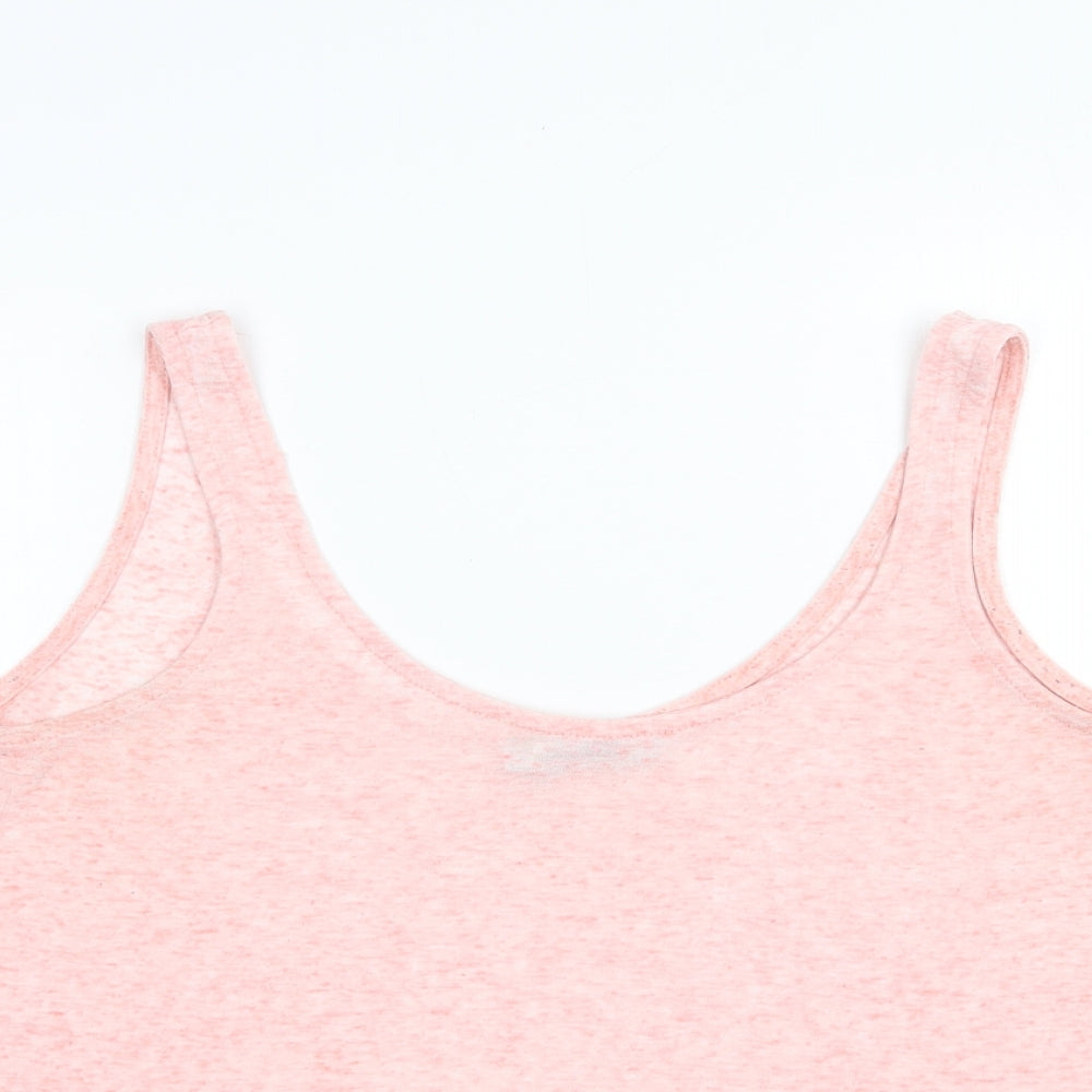 Pull&Bear Womens Pink  Polyester Basic Tank Size S Scoop Neck