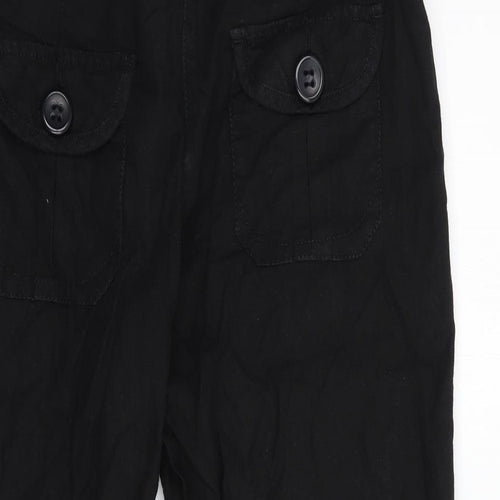 NEXT Womens Black  Linen Cropped Trousers Size 10 L20 in Regular Button