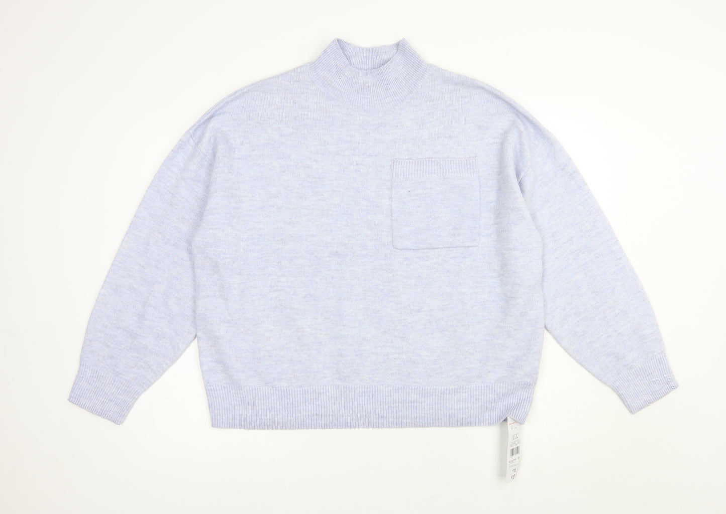 F&F Womens Blue High Neck  Acrylic Pullover Jumper Size 12