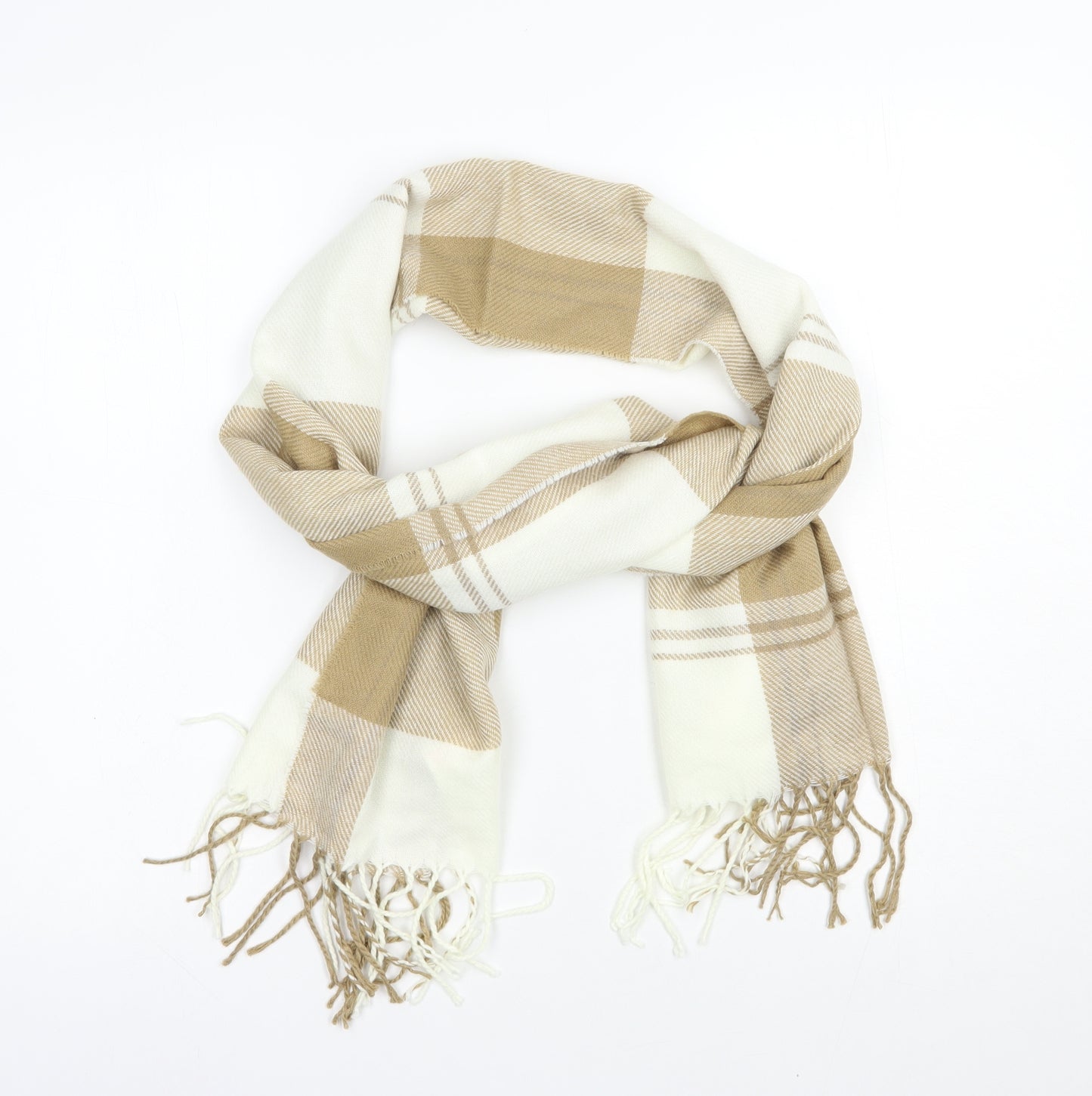 New Look Womens Beige Plaid Acrylic  Scarf