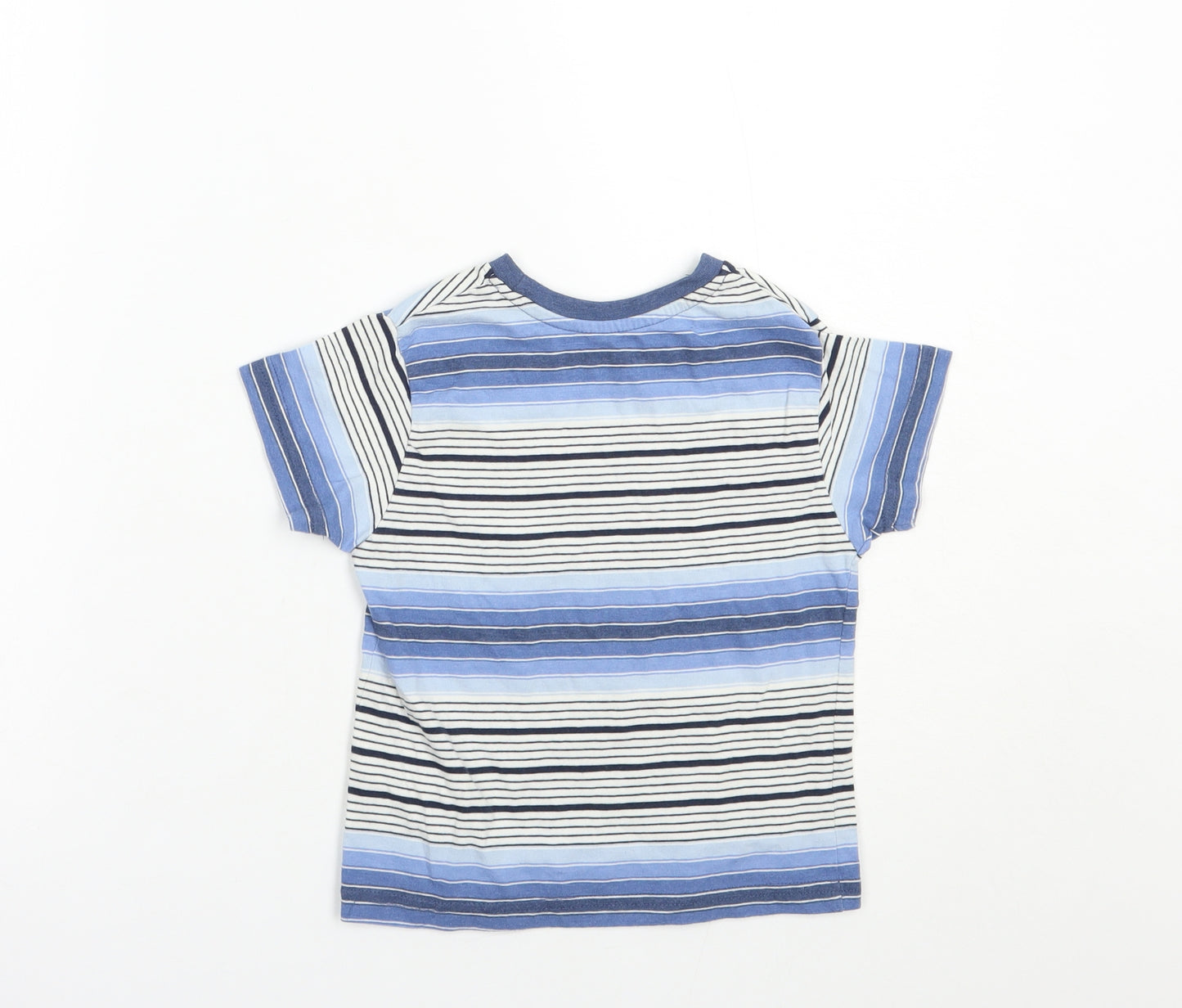 Primark Boys Blue Striped Cotton Pullover T-Shirt Size 3-4 Years Crew Neck Pullover