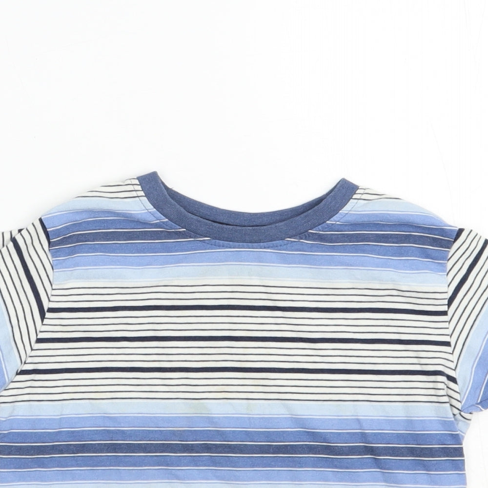 Primark Boys Blue Striped Cotton Pullover T-Shirt Size 3-4 Years Crew Neck Pullover
