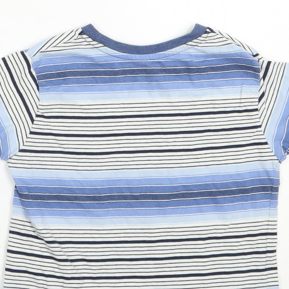 Primark Boys Blue Striped Cotton Pullover T-Shirt Size 3-4 Years Crew Neck Pullover