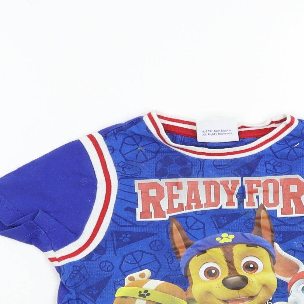 F&F Boys Blue  Cotton Pullover T-Shirt Size 3-4 Years Crew Neck Pullover - Paw Patrol