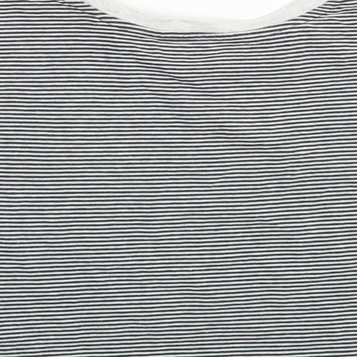 TU Girls Black Striped Cotton Basic T-Shirt Size 9 Years Boat Neck Pullover - Summer Days