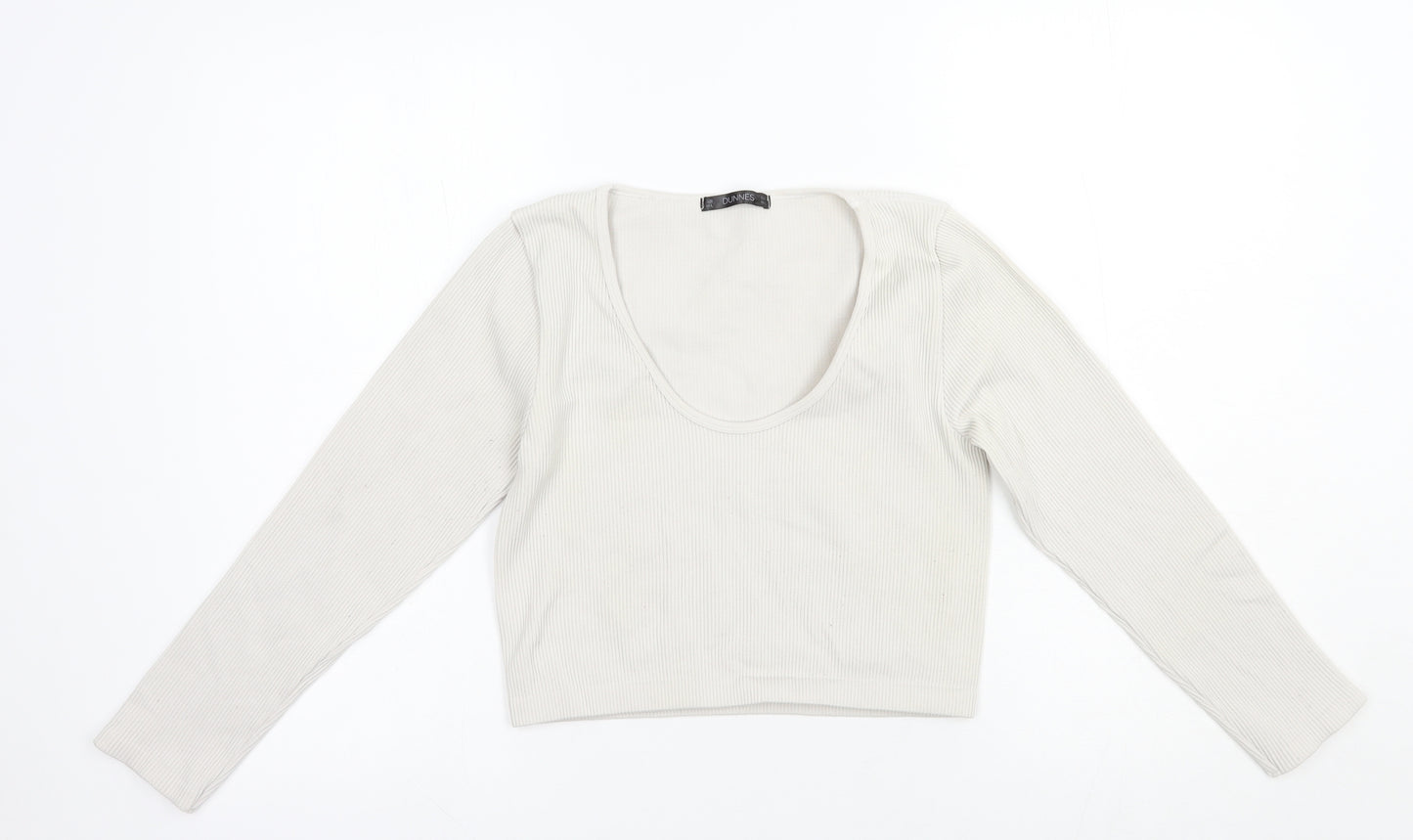 Dunnes Stores Womens Grey  Polyamide Cropped T-Shirt Size M Scoop Neck Pullover