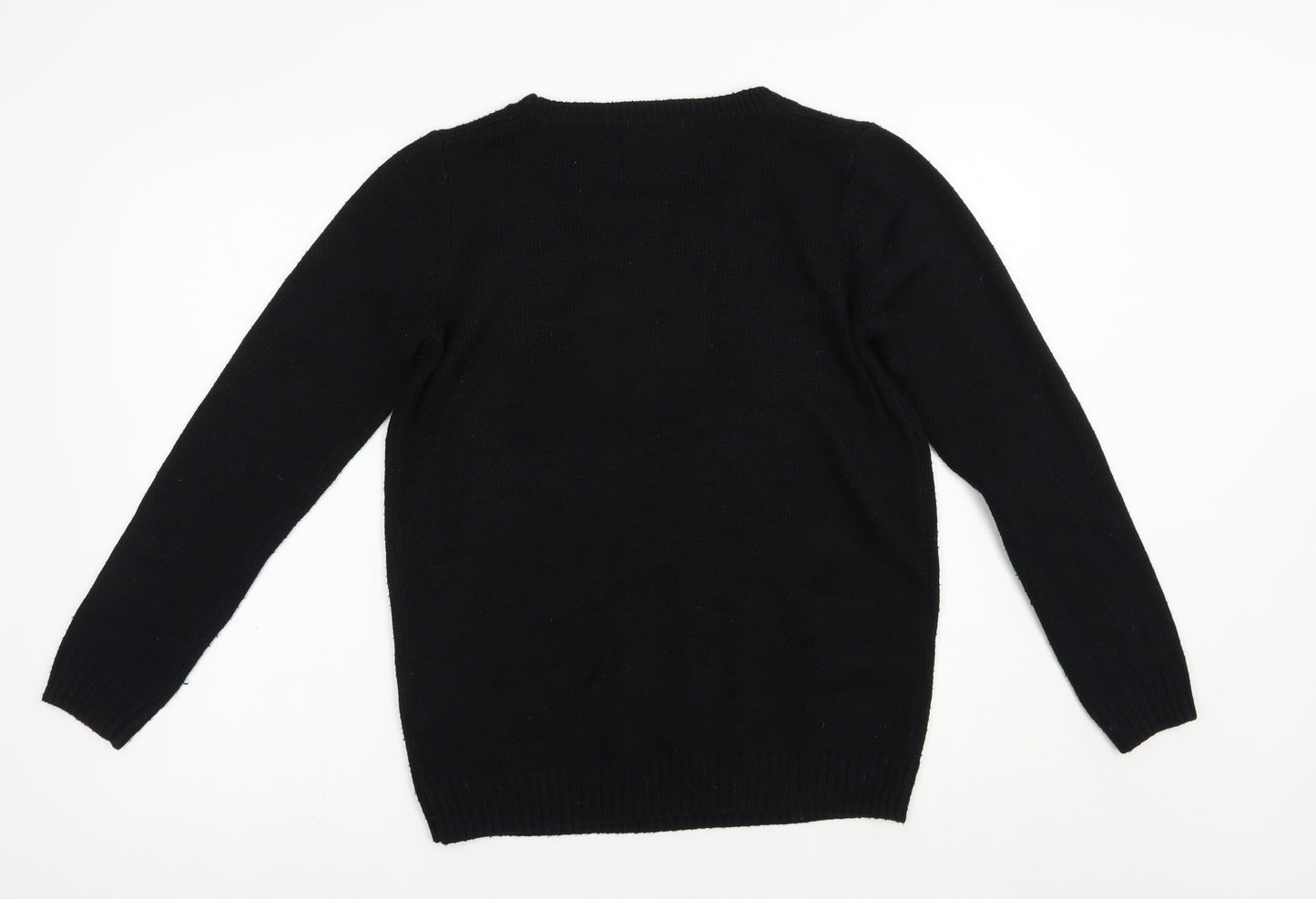 F&F Womens Black Boat Neck  Acrylic Pullover Jumper Size 10