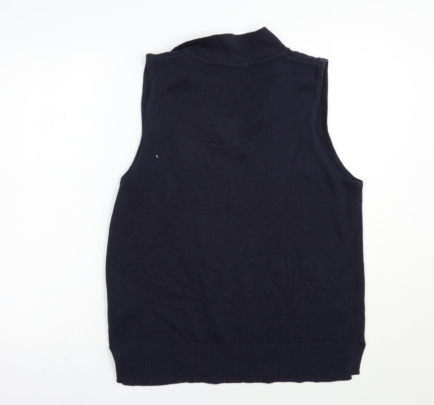 TU Womens Blue Collared  Cotton Vest Jumper Size 14
