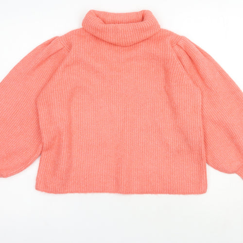 George Womens Pink Roll Neck  Acrylic Pullover Jumper Size M