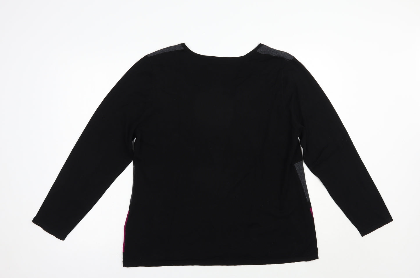 Windsmoor Womens Black Scoop Neck Striped Viscose Pullover Jumper Size L