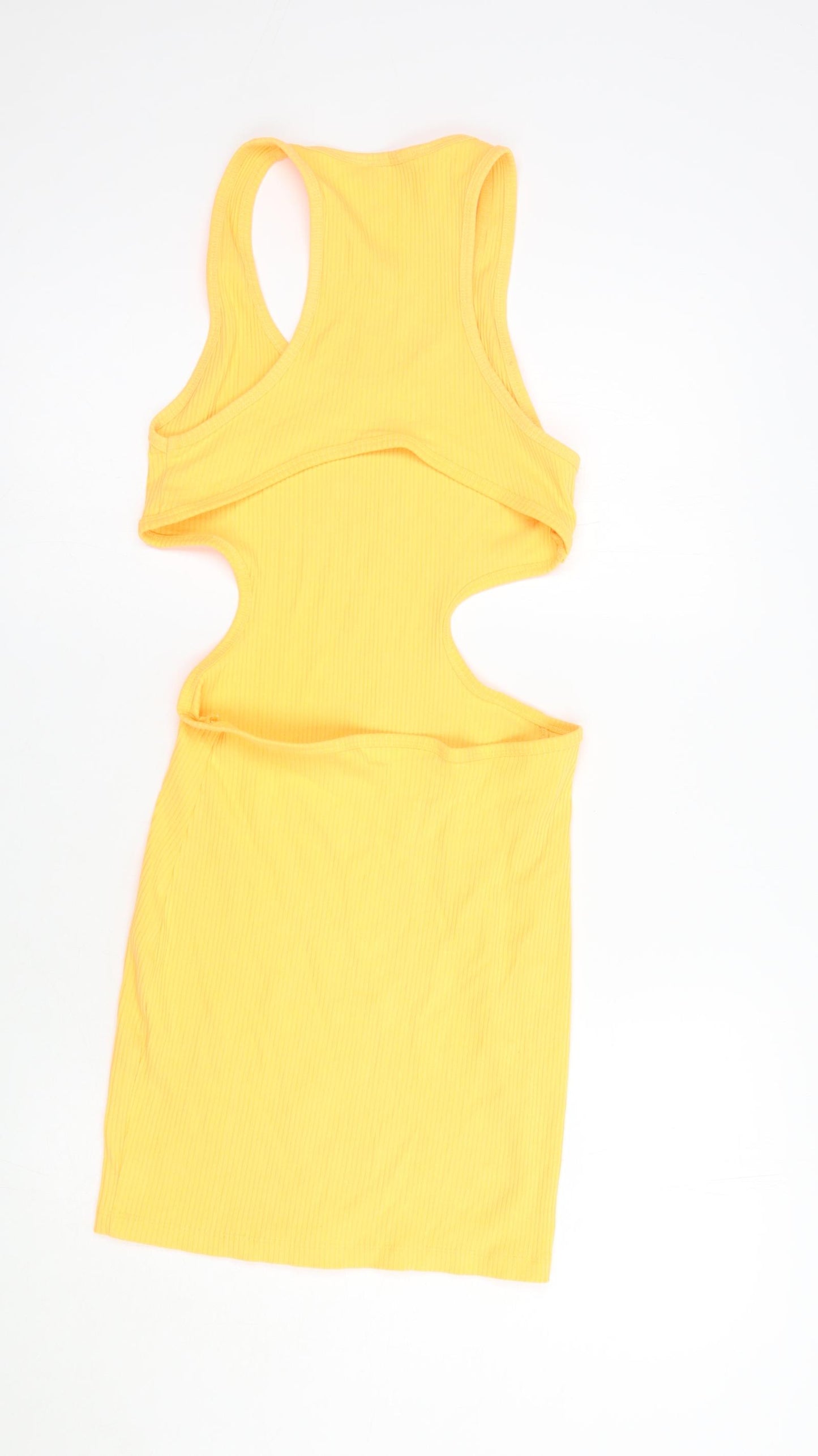 Bershka Womens Orange  Polyester Bodycon  Size S  Scoop Neck Pullover