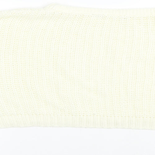 Brave Soul Womens Ivory Boat Neck  Acrylic Pullover Jumper Size M   - Cropped