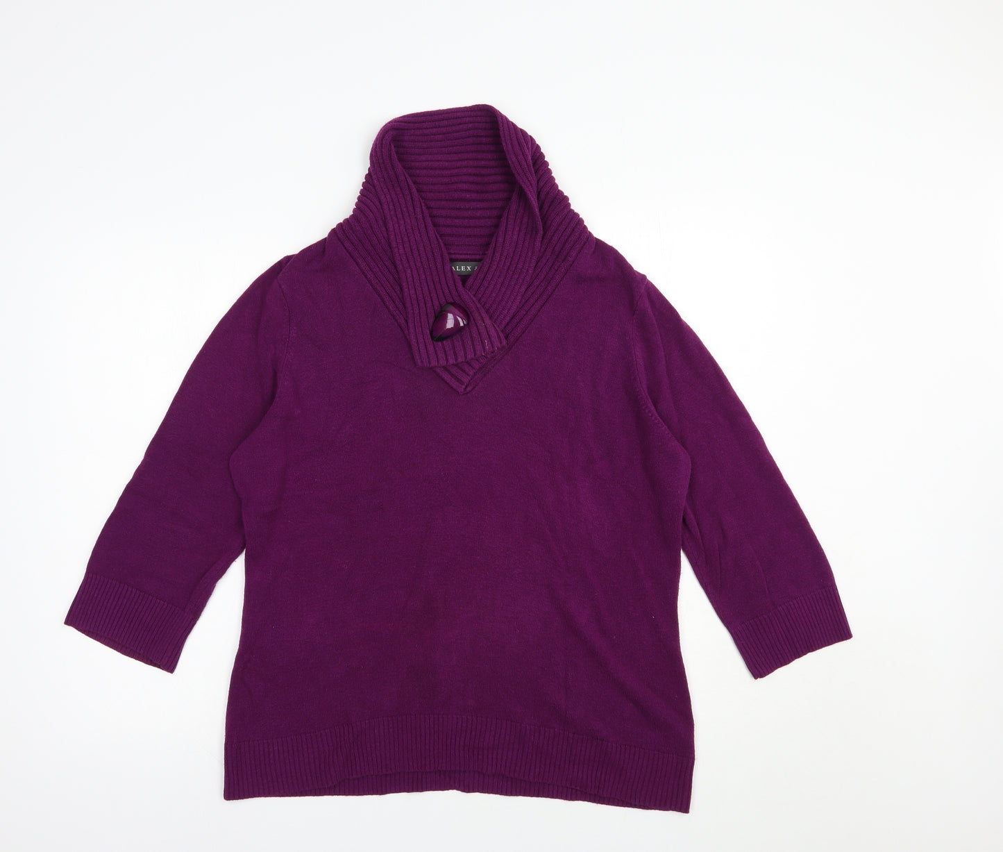 Alex & Co. Womens Purple Collared  Viscose Pullover Jumper Size XL