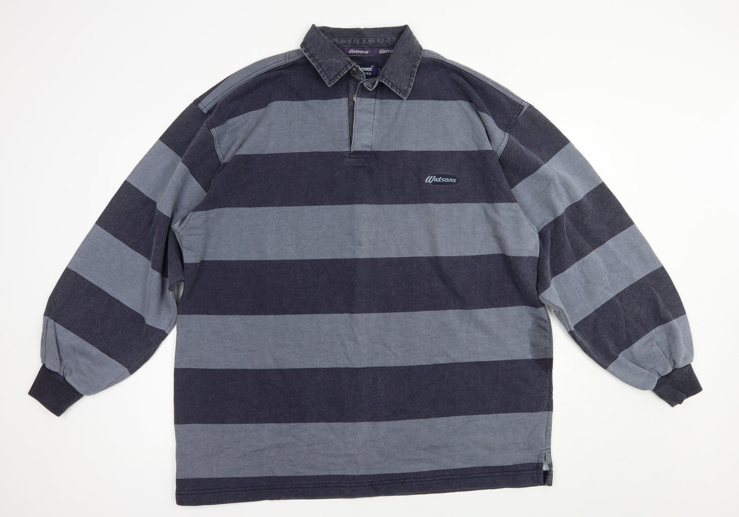Watsons Mens Blue Striped Cotton Pullover Sweatshirt Size L