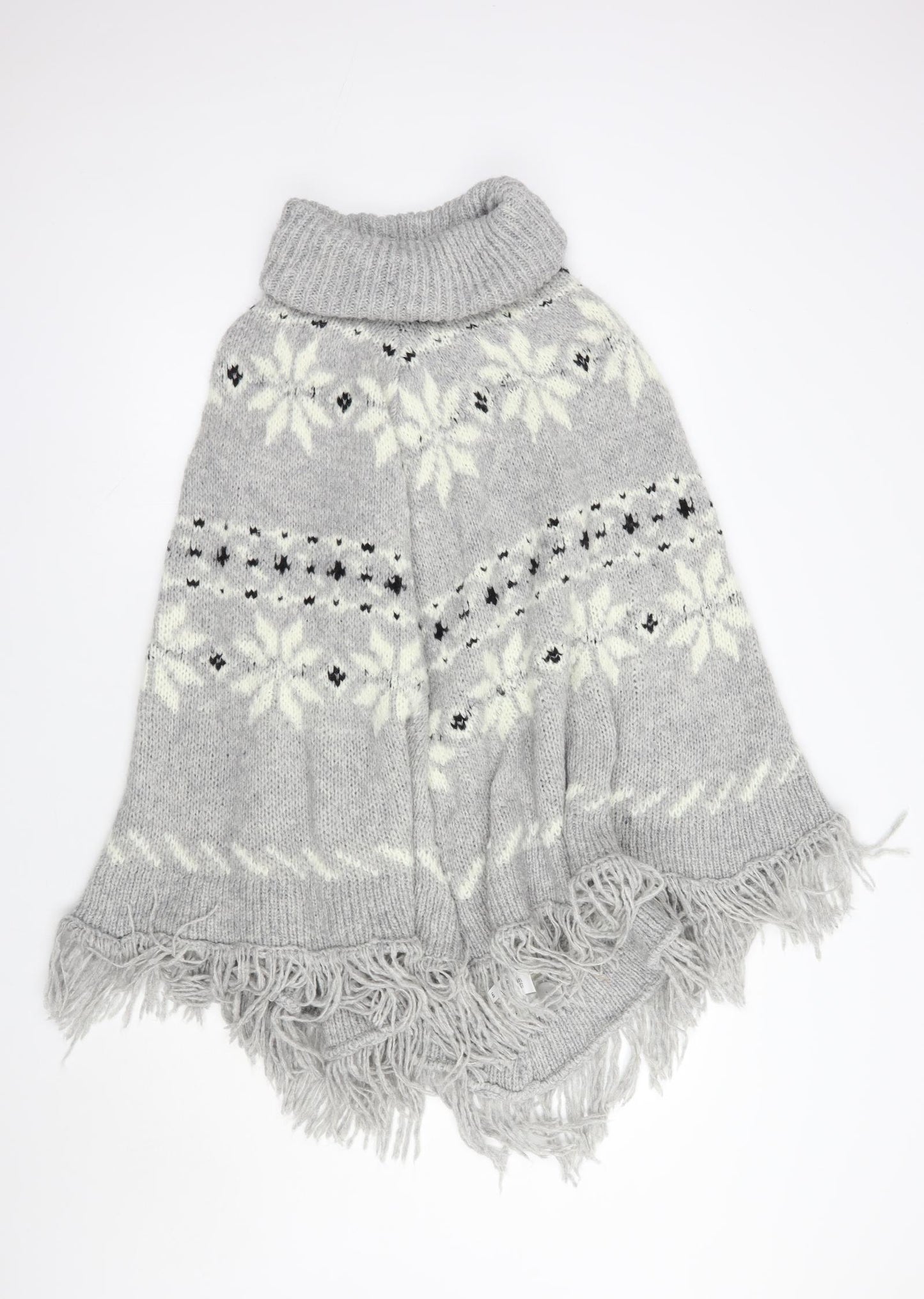 NEXT Womens Grey Fair Isle  Overcoat Poncho Size L