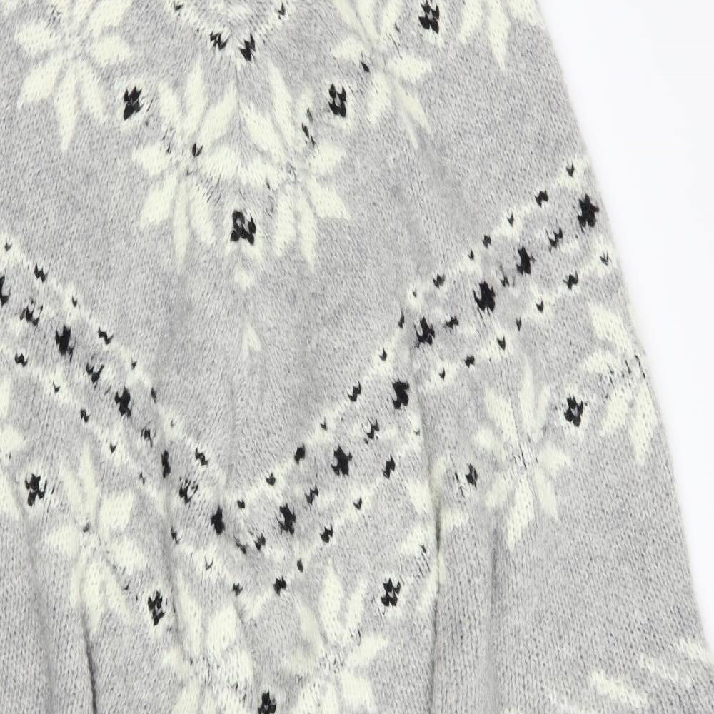 NEXT Womens Grey Fair Isle  Overcoat Poncho Size L