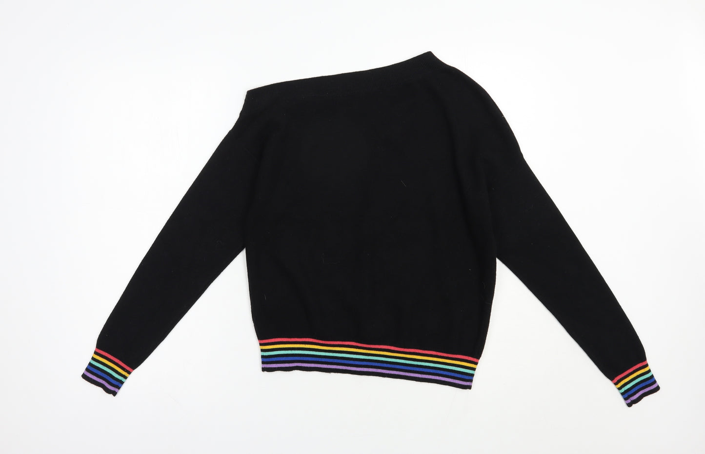 River Island Womens Black Boat Neck  Viscose Pullover Jumper Size 8   - Stars