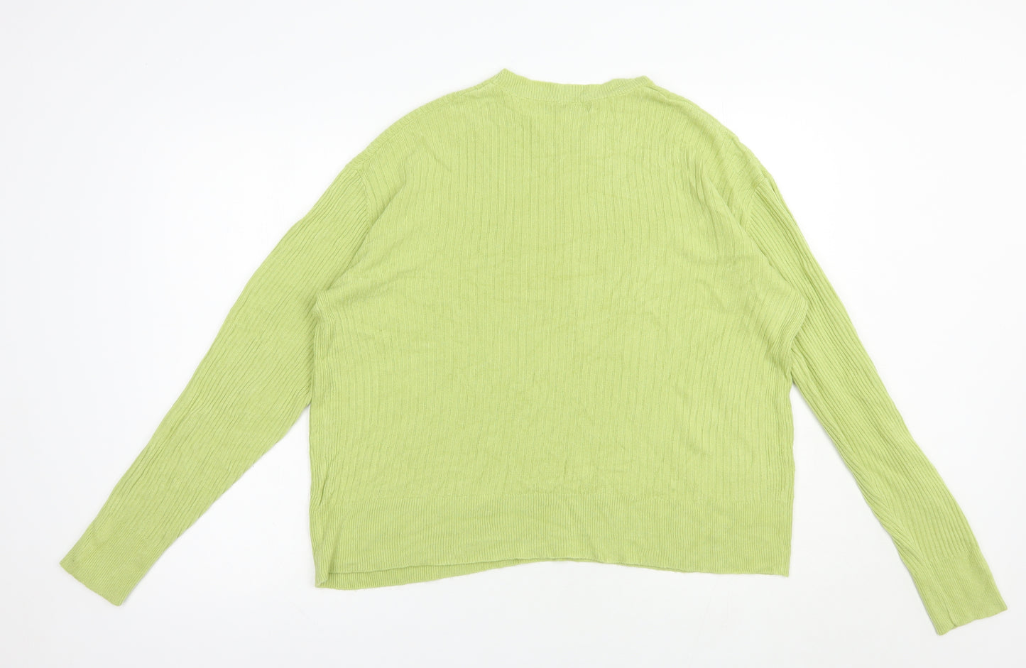 Marks and Spencer Womens Green Crew Neck  Acrylic Pullover Jumper Size 14