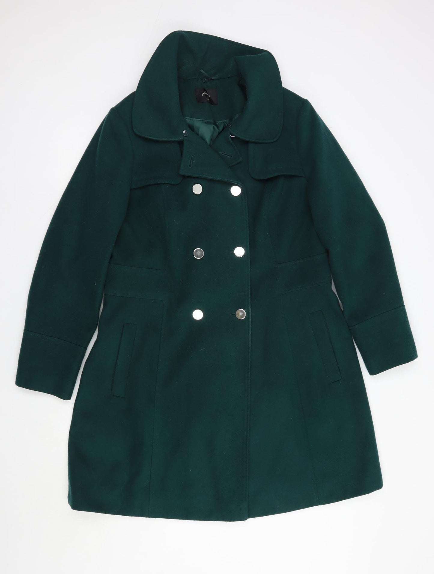 Papaya Womens Green   Pea Coat Coat Size 16  Button