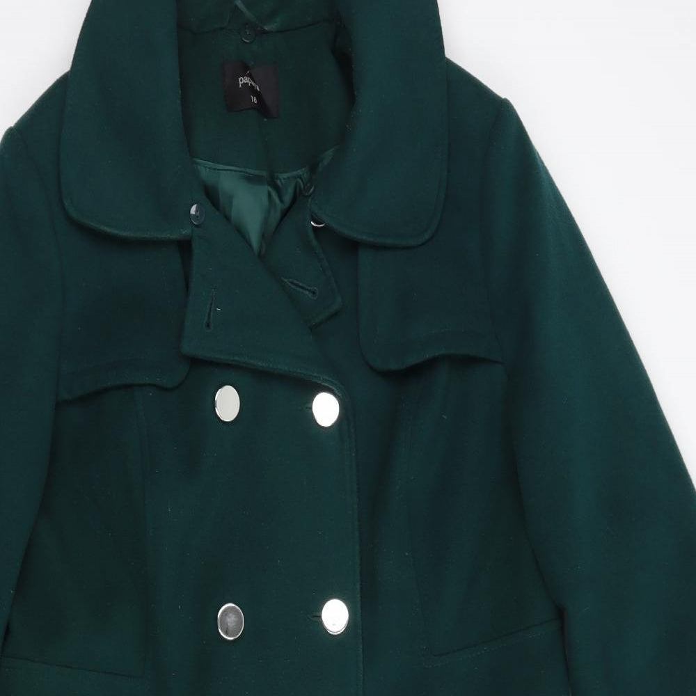 Papaya Womens Green   Pea Coat Coat Size 16  Button