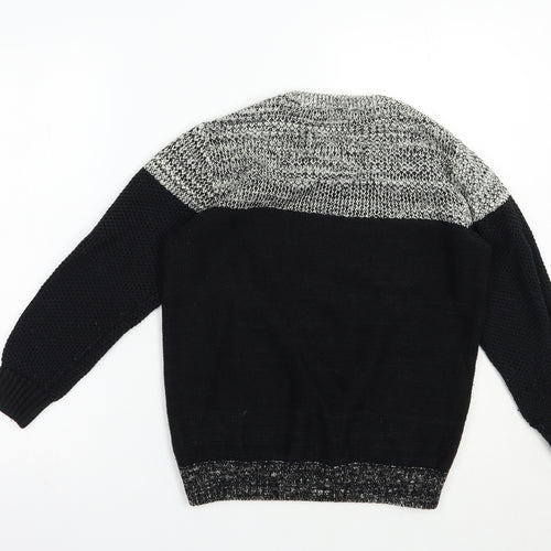 Premium Authentic Boys Black Crew Neck Colourblock Cotton Pullover Jumper Size 10-11 Years  Pullover