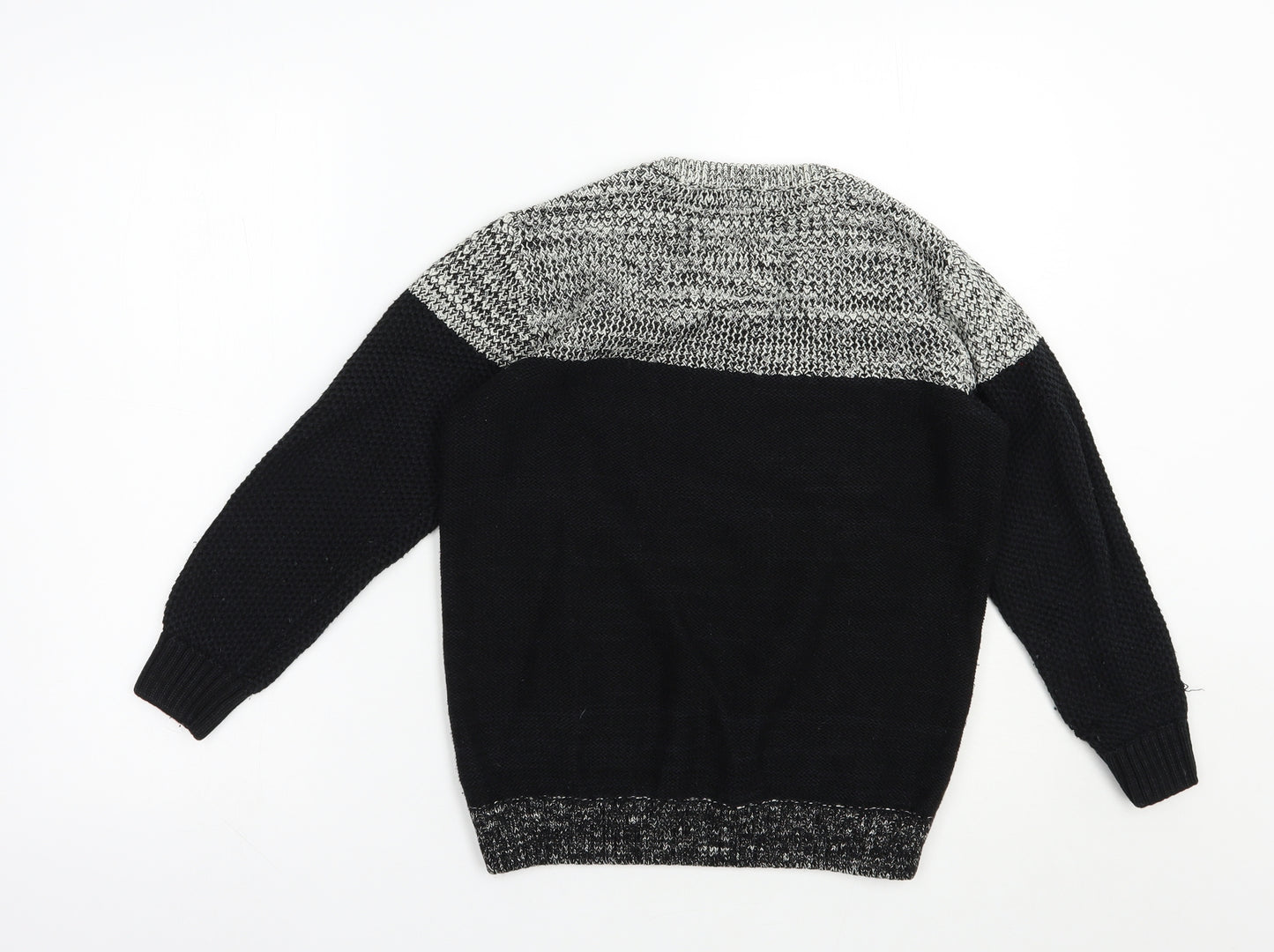 Premium Authentic Boys Black Crew Neck Colourblock Cotton Pullover Jumper Size 10-11 Years  Pullover