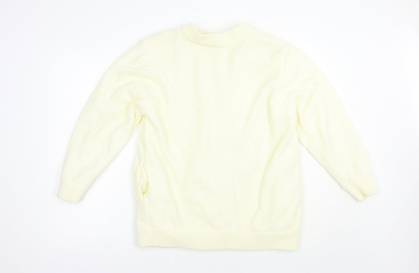 Reflect Womens Ivory Round Neck  Acrylic Cardigan Jumper Size M