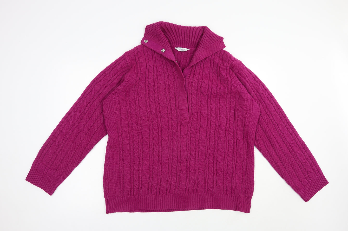 Weekend Ideas Womens Purple Collared  Acrylic Pullover Jumper Size 16