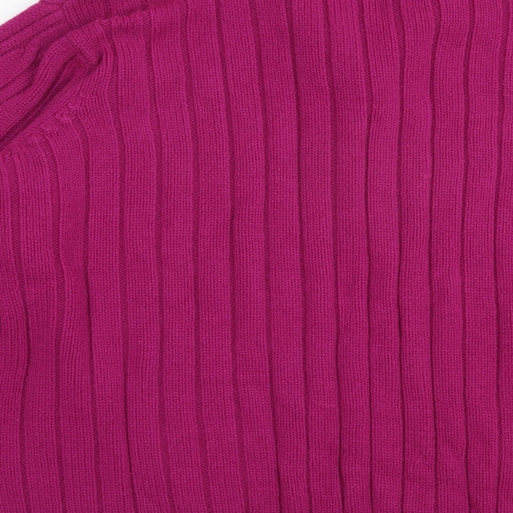 Weekend Ideas Womens Purple Collared  Acrylic Pullover Jumper Size 16