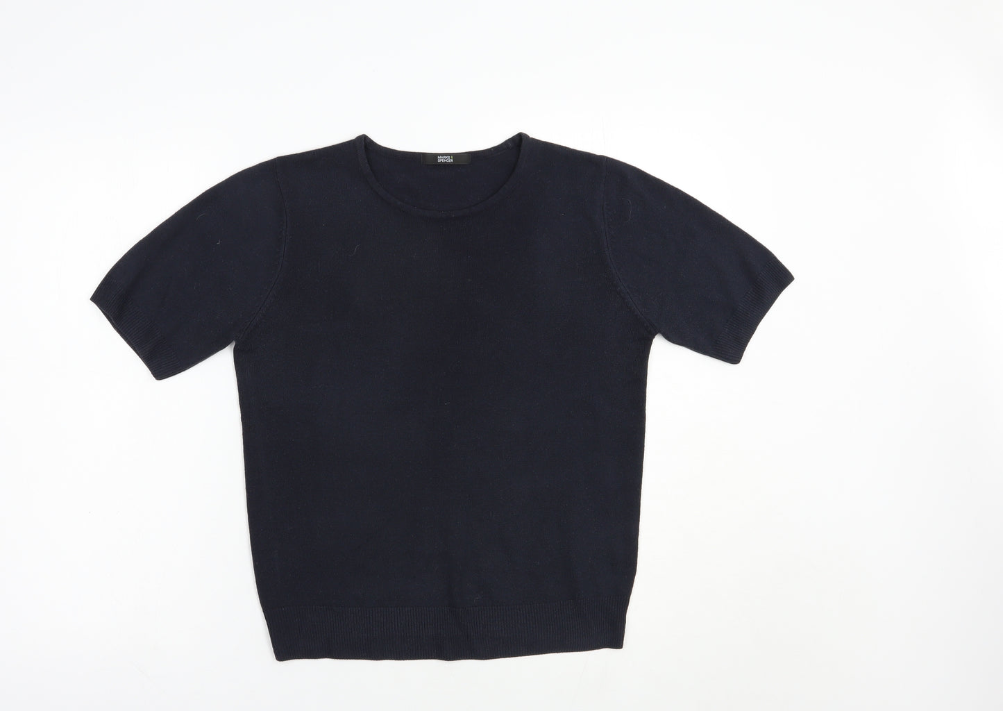 Marks and Spencer Womens Blue Crew Neck  Acrylic Pullover Jumper Size 10