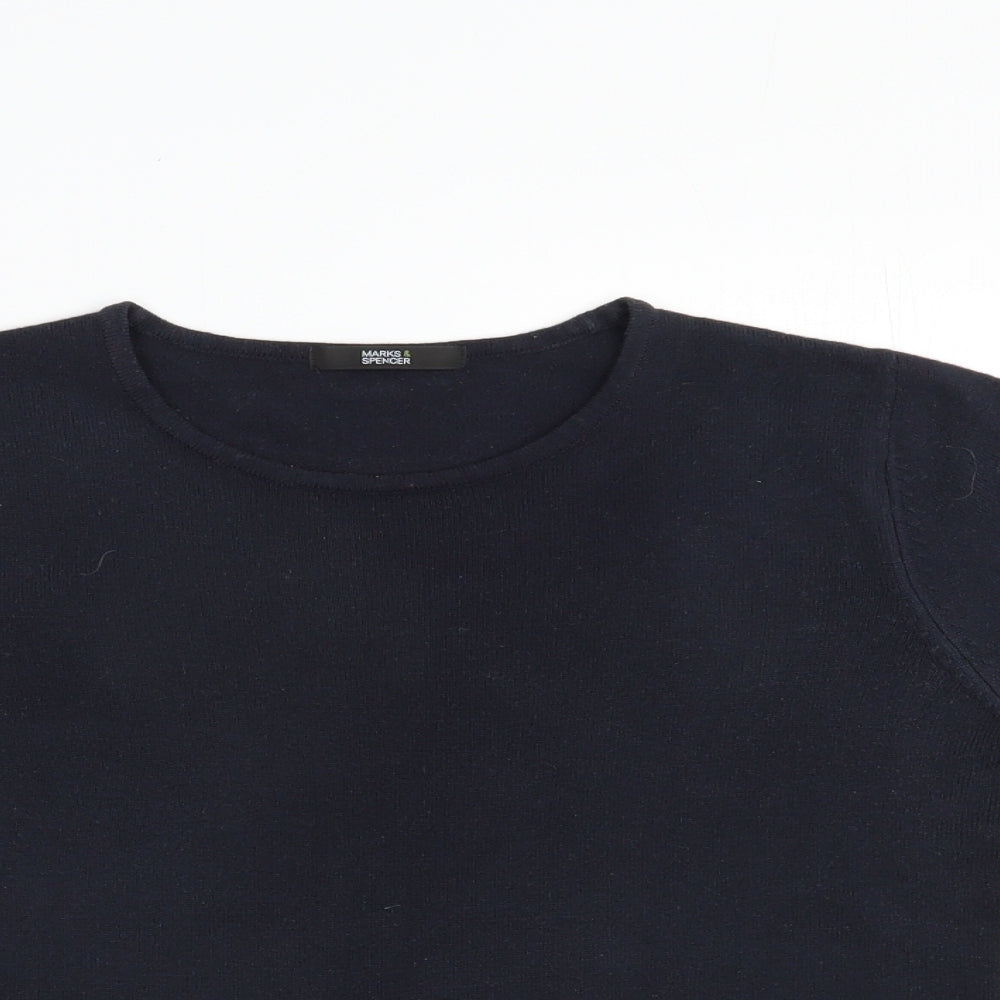 Marks and Spencer Womens Blue Crew Neck  Acrylic Pullover Jumper Size 10