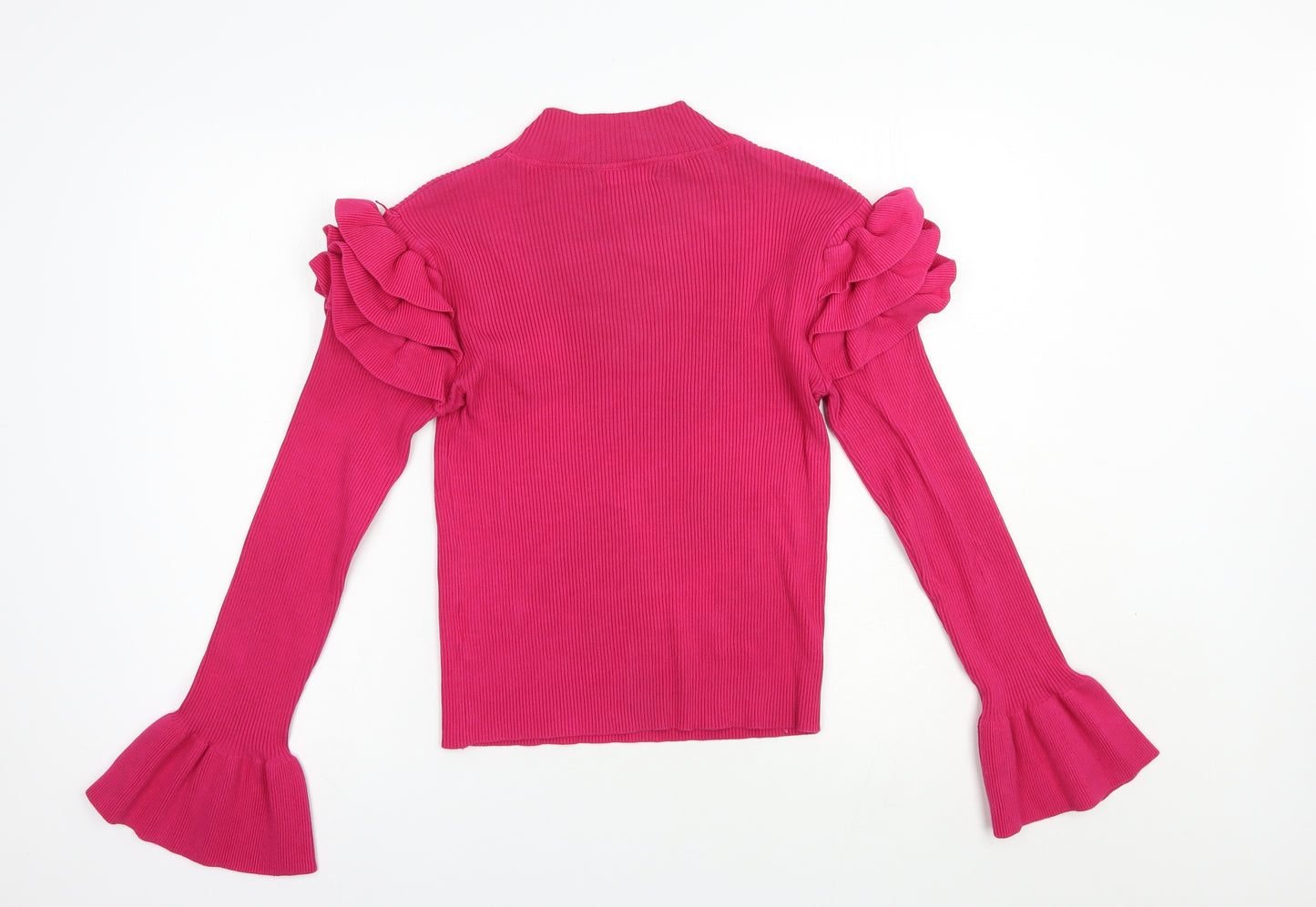Laetitia Mem Womens Pink Mock Neck  Viscose Pullover Jumper Size S