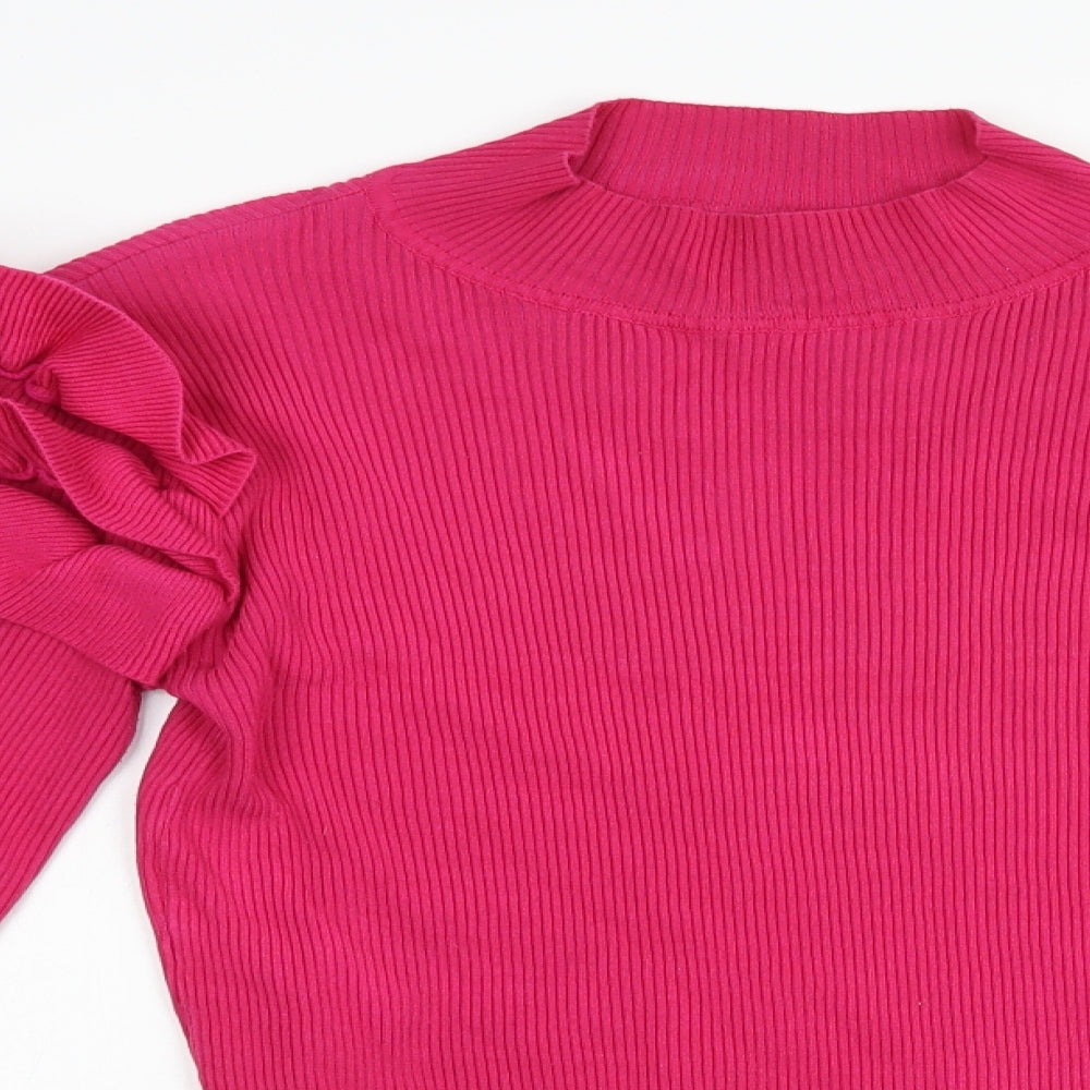 Laetitia Mem Womens Pink Mock Neck  Viscose Pullover Jumper Size S