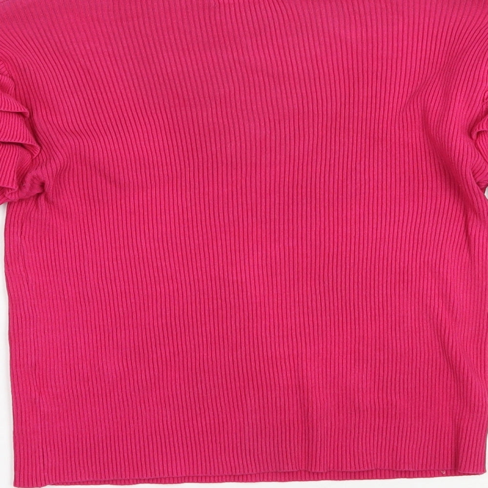 Laetitia Mem Womens Pink Mock Neck  Viscose Pullover Jumper Size S