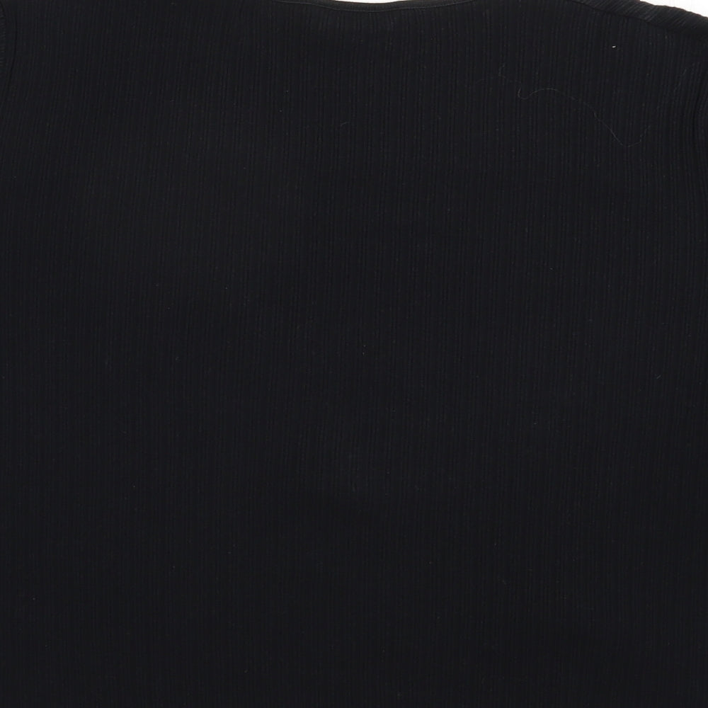 Marks and Spencer Womens Black  Cotton Basic T-Shirt Size 18 Scoop Neck - Ribbed