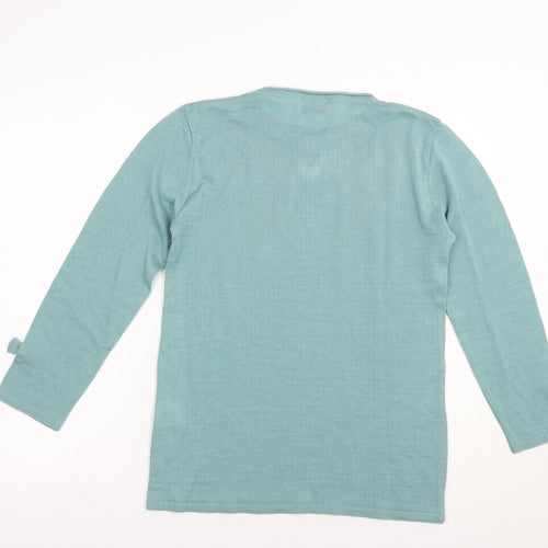Afibel Womens Green Crew Neck  Acrylic Pullover Jumper Size 10