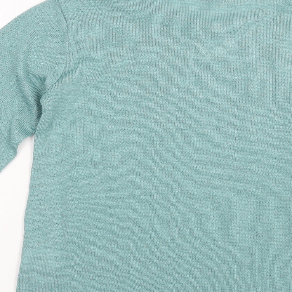 Afibel Womens Green Crew Neck  Acrylic Pullover Jumper Size 10