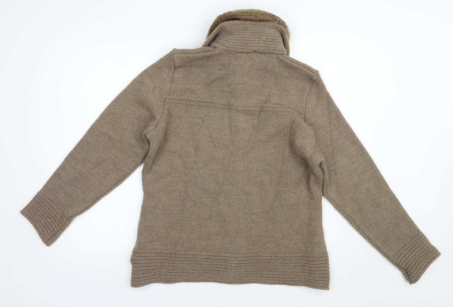 St Michael Womens Beige Collared  Wool Full Zip Jumper Size 18