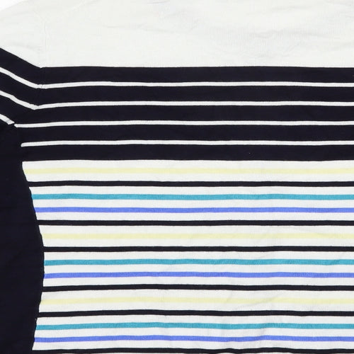 CC Womens Blue Round Neck Striped Viscose Cardigan Jumper Size XL