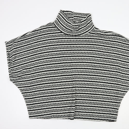 Made in Italy Womens White High Neck Geometric Acrylic Pullover Jumper Size XL