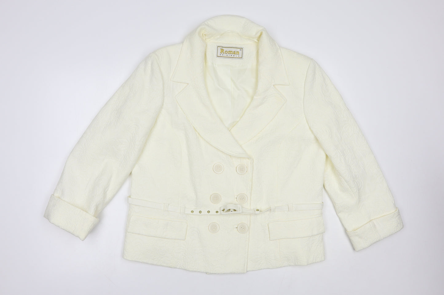 Roman Womens Ivory Floral  Jacket Blazer Size 18  Button