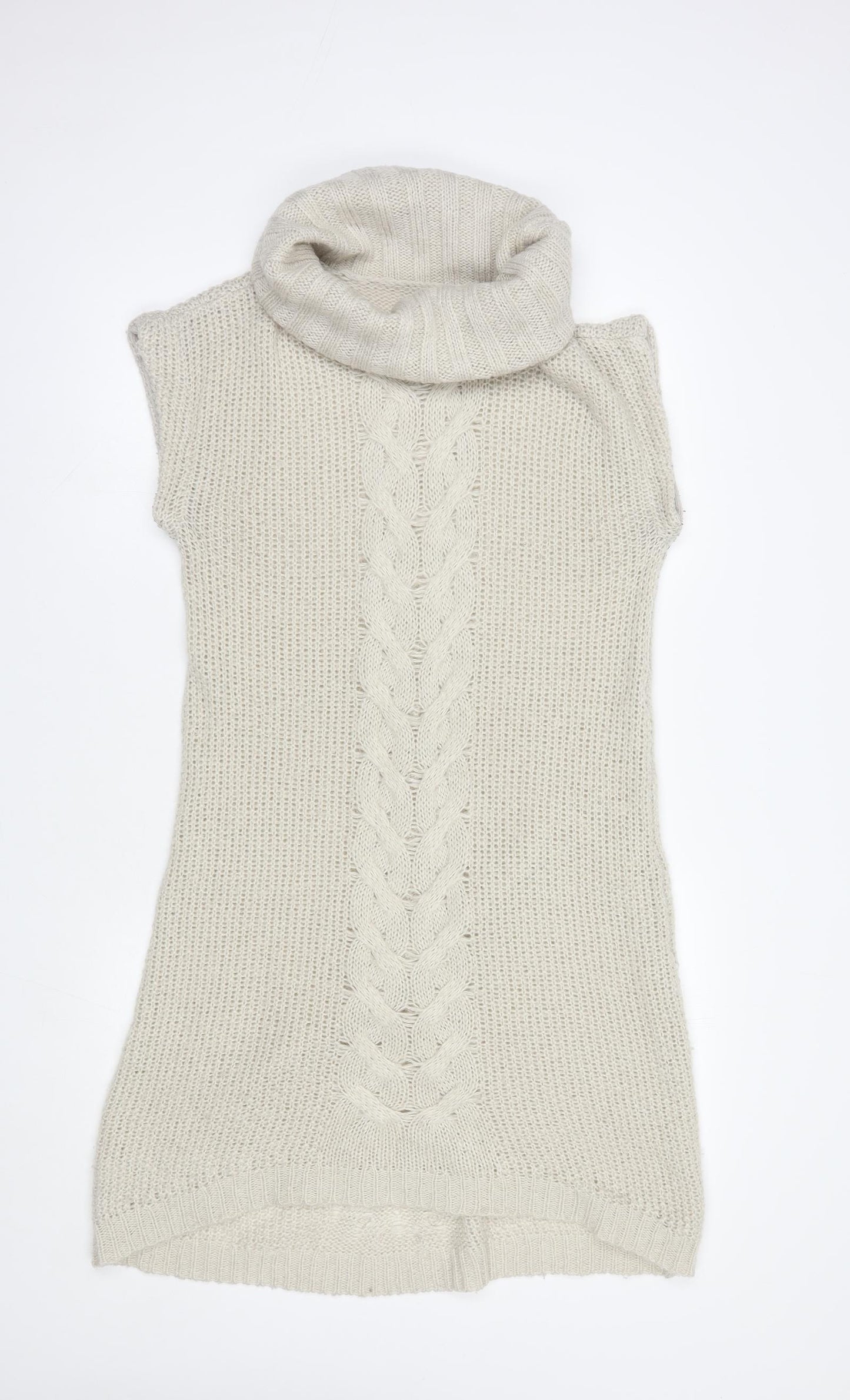 Woolworths Womens Beige  Acrylic Jumper Dress  Size M  Roll Neck Pullover