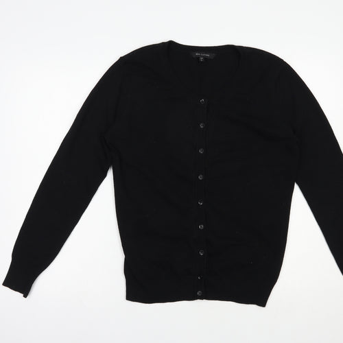 Real clothing Womens Black Round Neck  Cotton Cardigan Jumper Size L