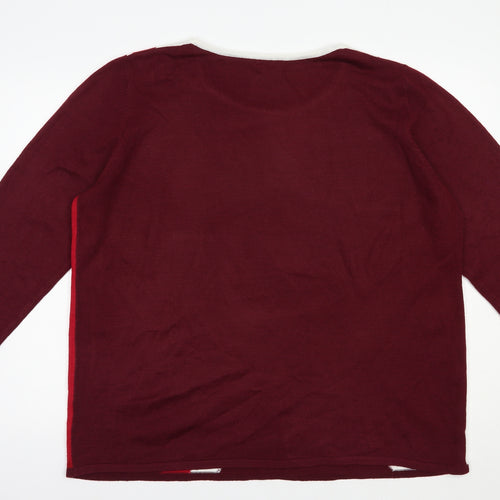 Damart Womens Purple Boat Neck Geometric Acrylic Pullover Jumper Size 22