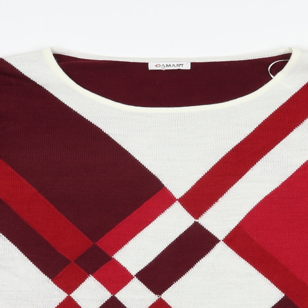 Damart Womens Purple Boat Neck Geometric Acrylic Pullover Jumper Size 22